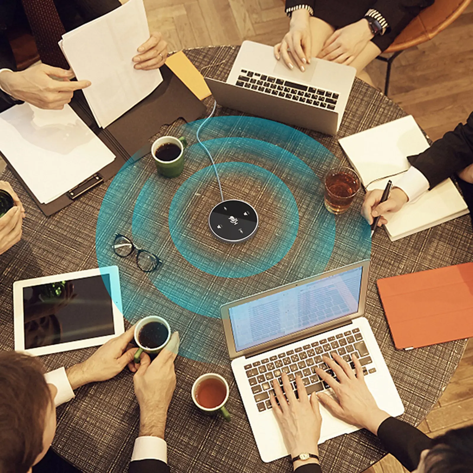 Laptop Desktop USB Conference Speakerphone Microphone Built-in Speaker 360°Omnidirectional PC Computer Condenser Mic Plug & Play