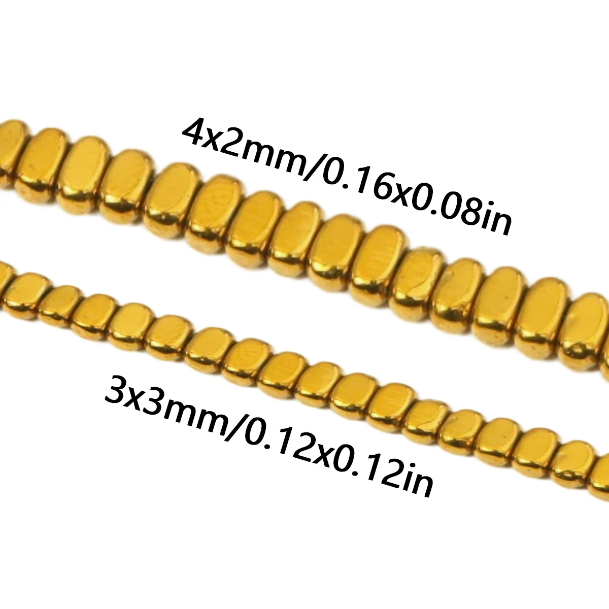 3/4mm Golden Tone Rounded Square Hematite Beads Through Hole Mini Flat Disc Spacer Charms For DIY Bracelet Jewelry Making