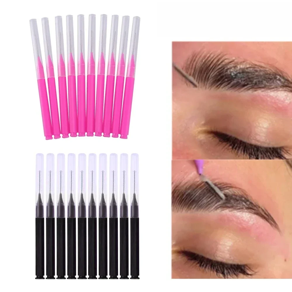 20Pcs Mini pędzel do brwi Pędzel do trwałej ondulacji Jednorazowe pędzle do podnoszenia brwi Zginane mikro pędzle do rzęs Aplikatory Narzędzia do makijażu — zdjęcie 2