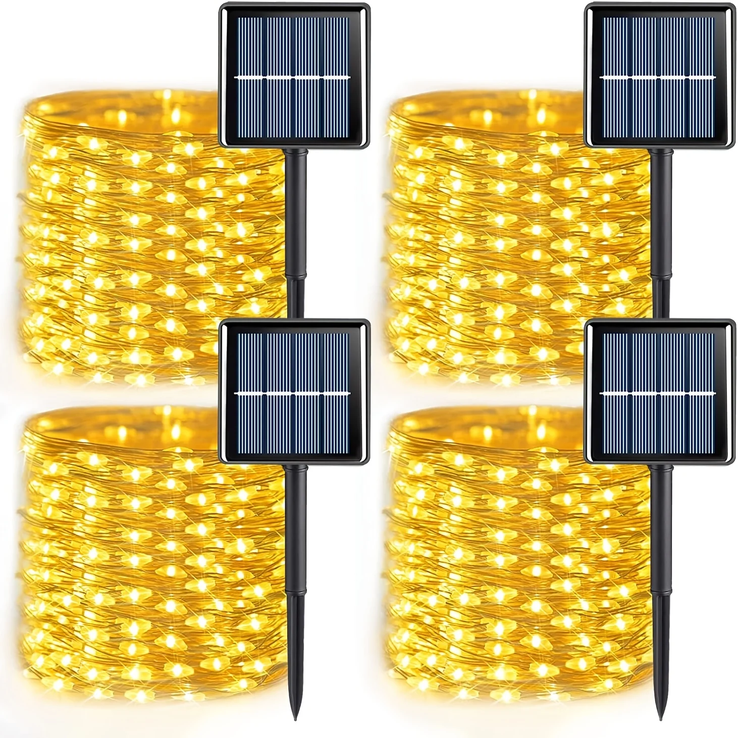 

4 Pack Solar Christmas Lights, Each 300/200/100/5000 LED Solar String Lights Outdoor, 8 Modes Mini Fairy Lights for Outside Yard