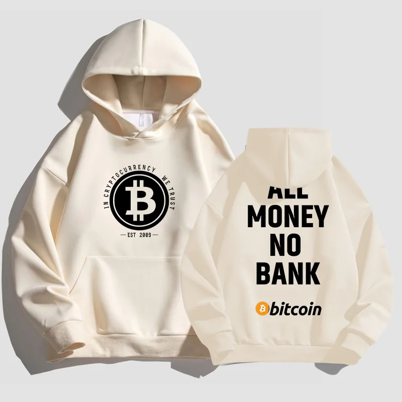 All Money No Bank Bitcoin Couple Same High Street Autumn/Winter Long Sleeved Hoodie