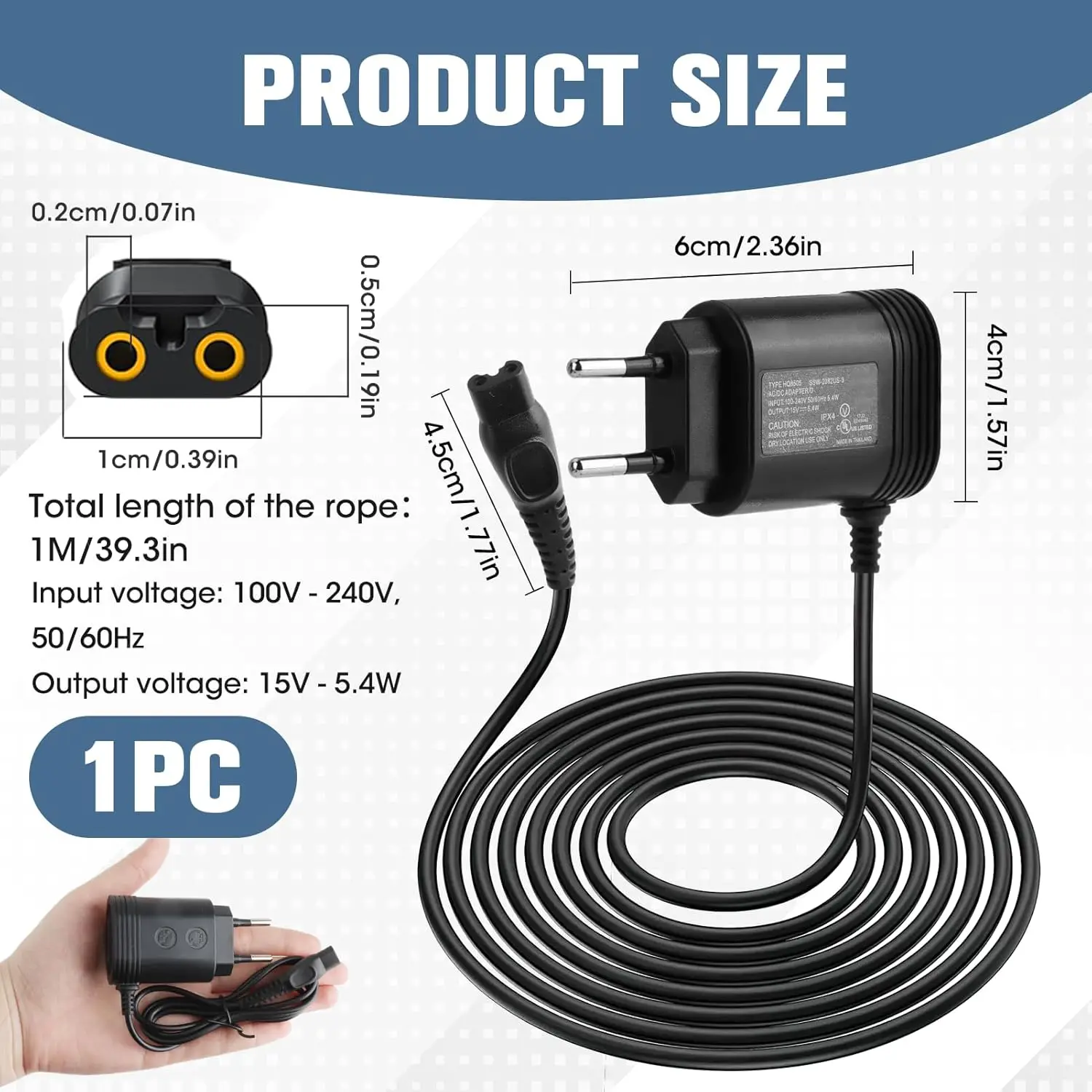 LISI 15V HQ8505 Charger Fit for Philips Norelco One Blade QP6510 QP6520 QP6530 Series 3000 5000 7000 9000 Electric Shaver image 6
