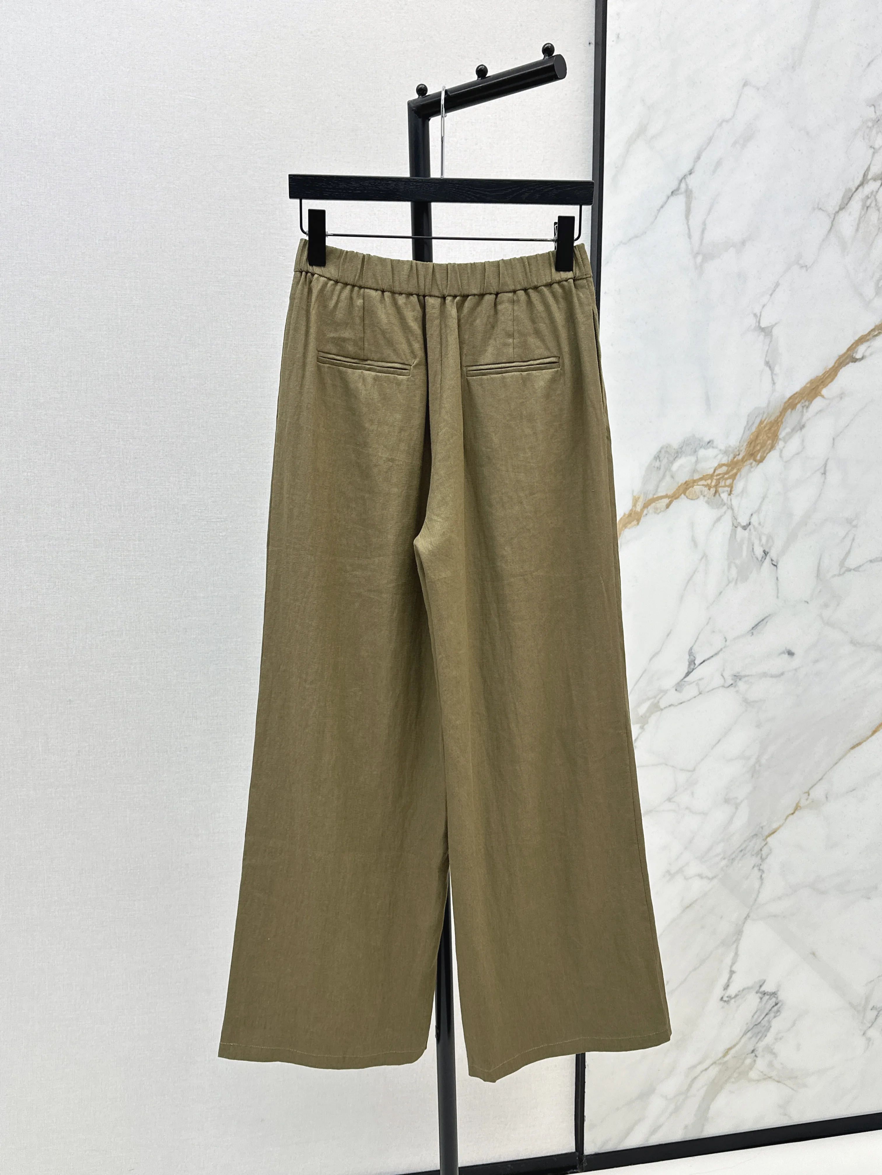 

2025 New Trouseres Zippers Solid Pockets Linen Buttons Fashionable Versatile Slimming Figure-hugging