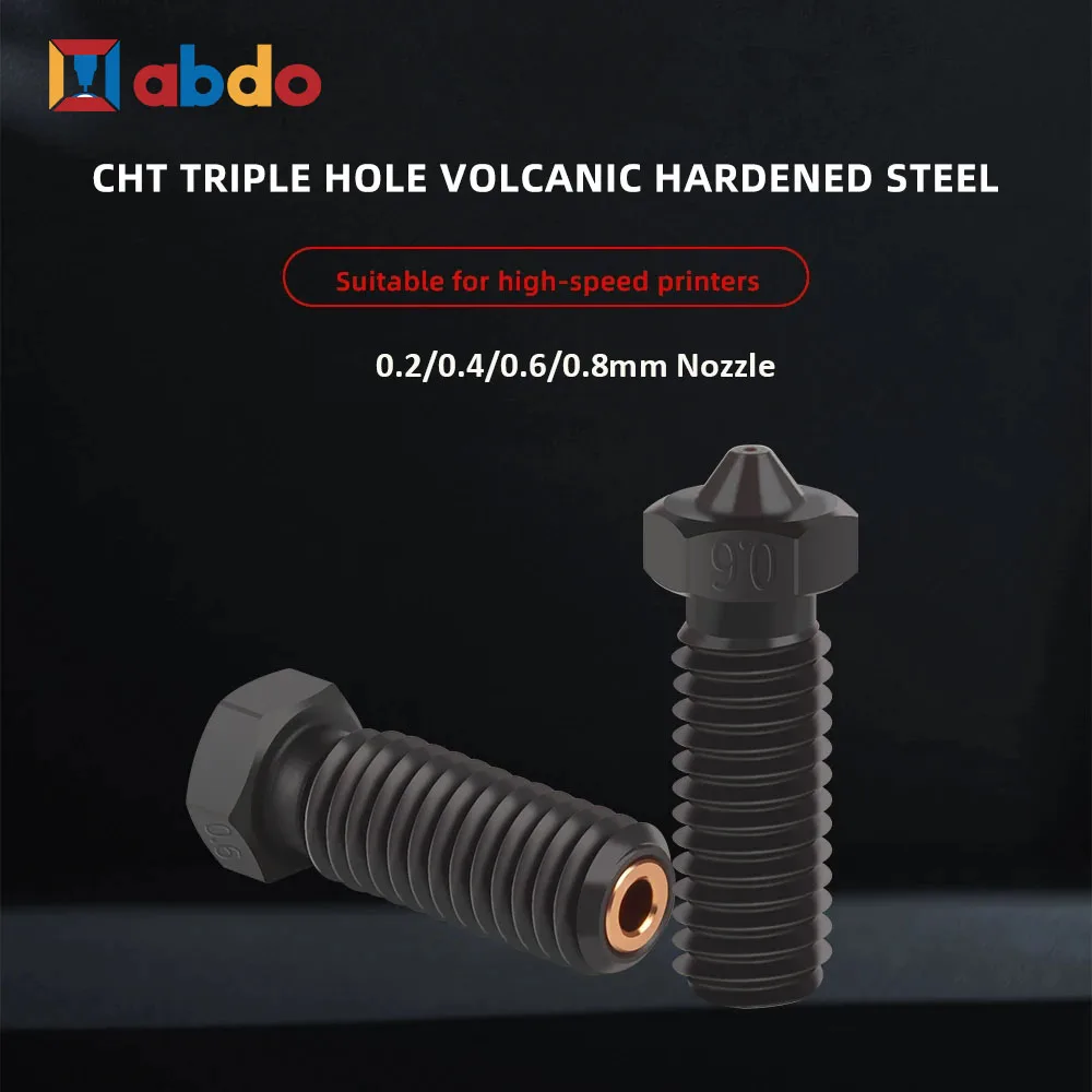 

Volcano Nozzle Hardened Steel Nozzle 0.2/0.4/0.6/0.8mm High Flow Nozzle for Artillery Sidewinder X1 X2 Hotend Volcano cht nozzle