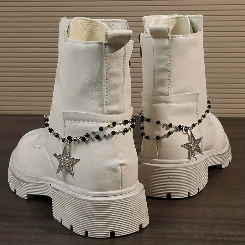 2 pairs of punk-style black pearl double five-point star shoe decorations, suitable for daily wear and as gifts for Halloween