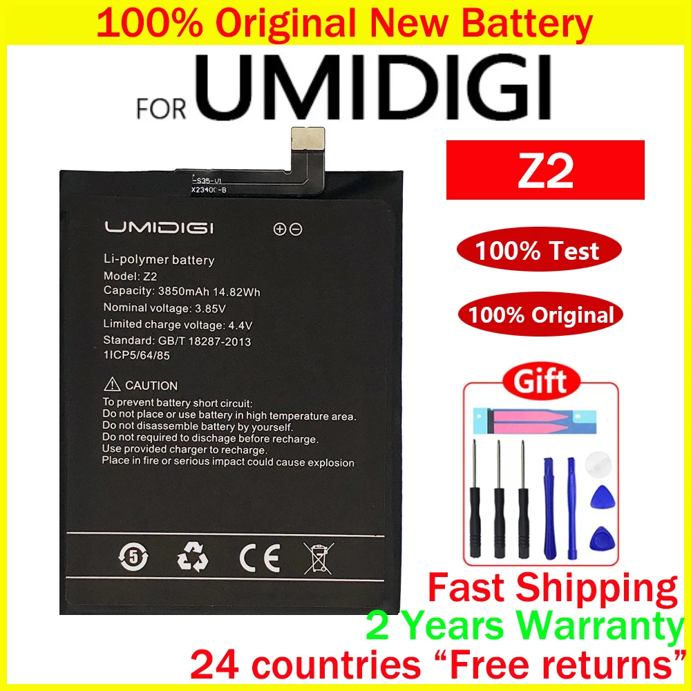 

100% Genuine Original 3850mAh UMIDIGI Z2 Battery For UMI UMIDIGI Z2 Replacement Cell Phone Batteries Batteria + Free Tool