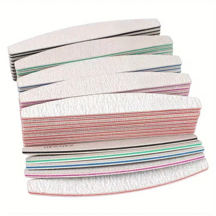 Lime à ongles professionnelle, papier de verre, ponçage solide et épais, demi-lune, Lime, accessoires et outils, 1/3/5/10 pièces, 80/100/150/180/240