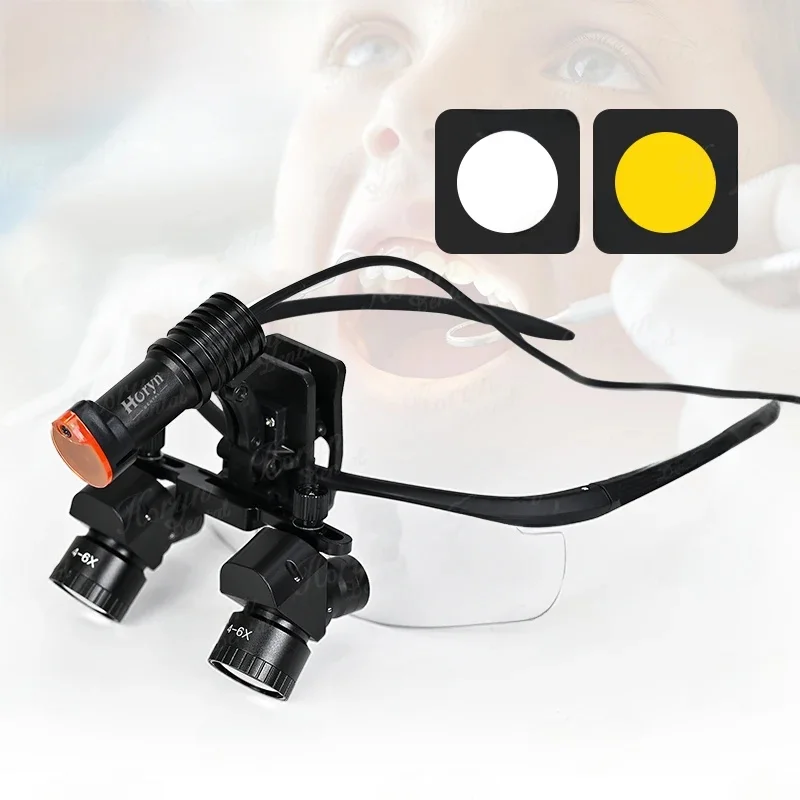 Tandheelkundige verrekijker vergrootglas 4X-6X Verstelbare vergrootglas 5 w LED Geneeskunde verrekijker vergrootglas licht Dental Tool - afbeelding 2