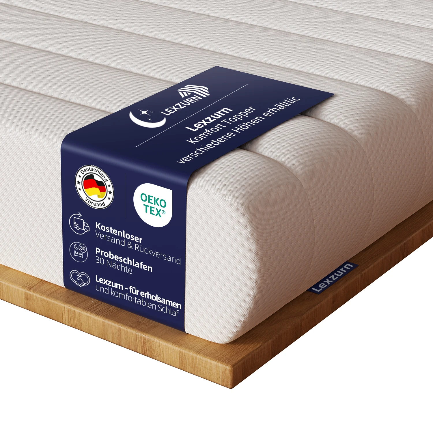 Surmatelas 140X190Cm, surmatelas 140X200 de 5cm d'épaisseur avec mousse à mémoire de forme confortable, ergonomique certifié Eco-Tex, fond antidérapant et housse amovible lavable pour chambre d'amis ou chambre principale