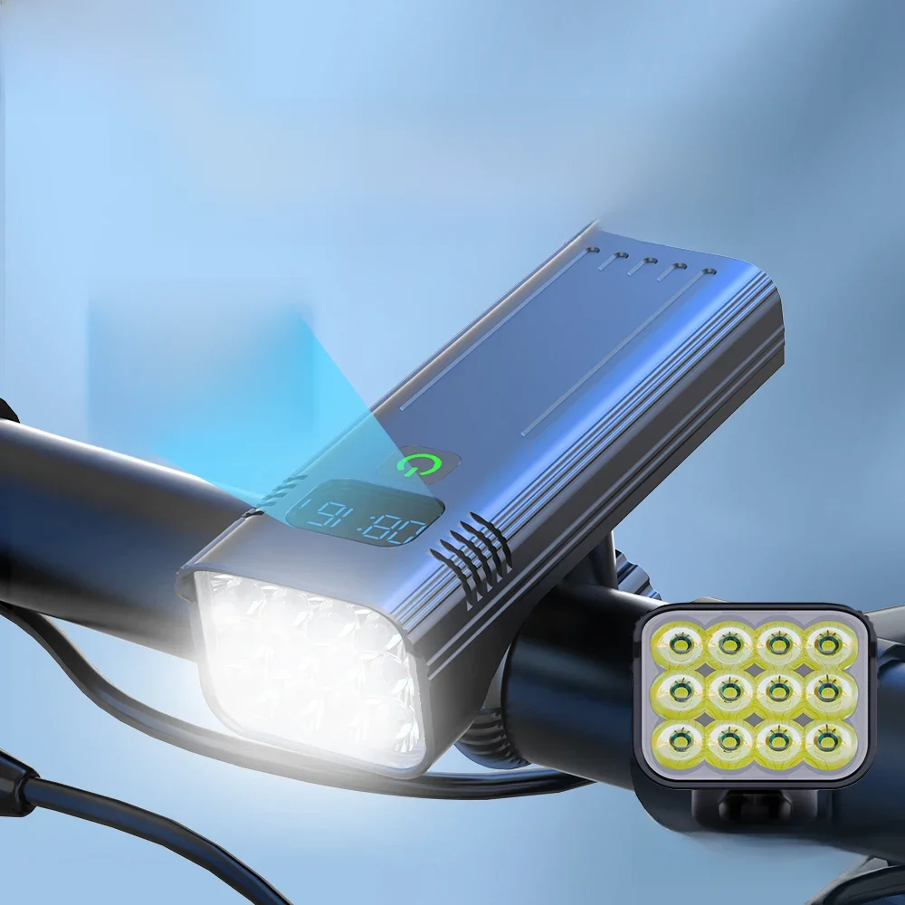 AliExpress NATFIRE 12 LED Bike Light High Lumen USB C Rechargeable Aluminum MTB Bicycle Light 10000mAh Power Bank Headlight 6 to 12 LED