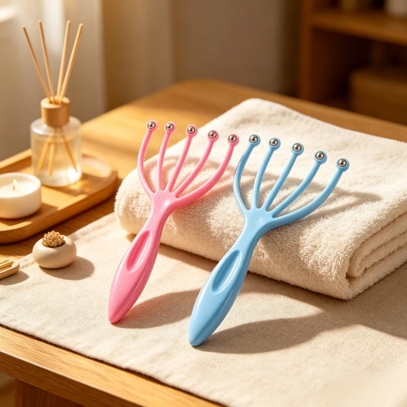 Five‑Finger Steel Ball Scalp Massager Hand Held Head Massage Roller Claw For Stress Relief Spa Hair Care Neck Relax