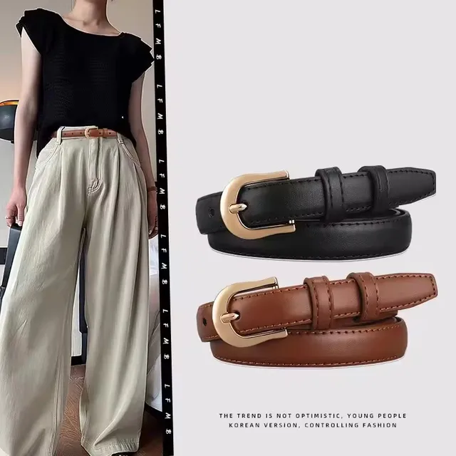 Pasek Letni brązowy pasek z drobno dopasowanymi spodniami w stylu western Prosty, wszechstronny pasek Nowa modna dekoracja Designerskie paski w talii