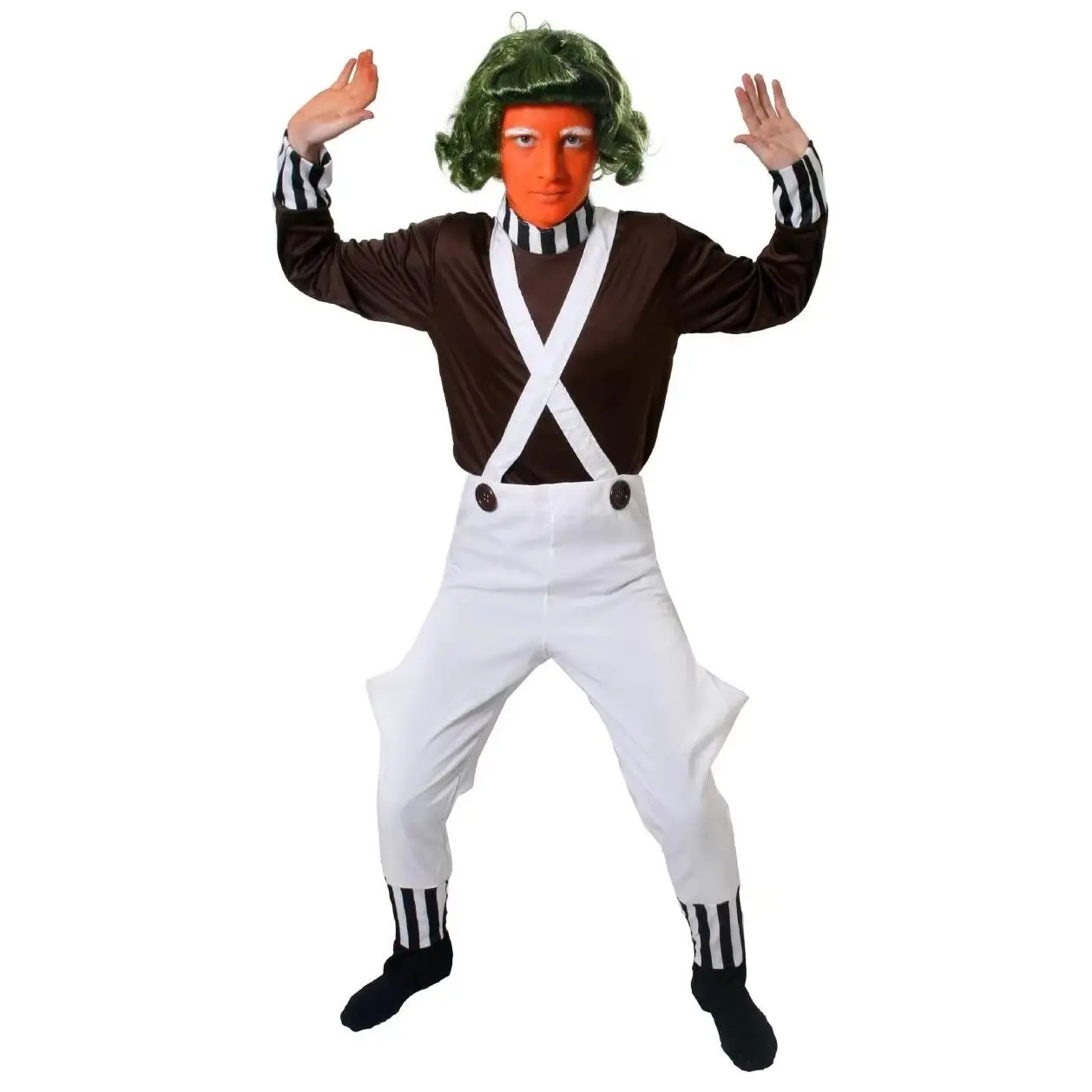 Adults Chocolate Factory Worker - Fancy Dress Costume Book Week Character Brown Top + White Dungarees Mens Ladies