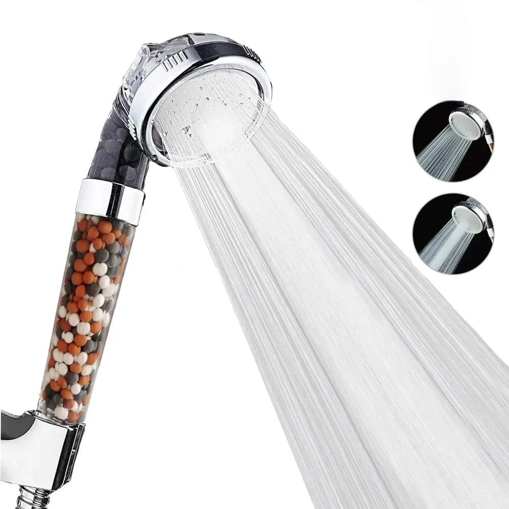 New 3 Functions High Pressure SPA Shower Head Water Saving Handheld Rainfall Bathroom Accessories Anion Filter Shower