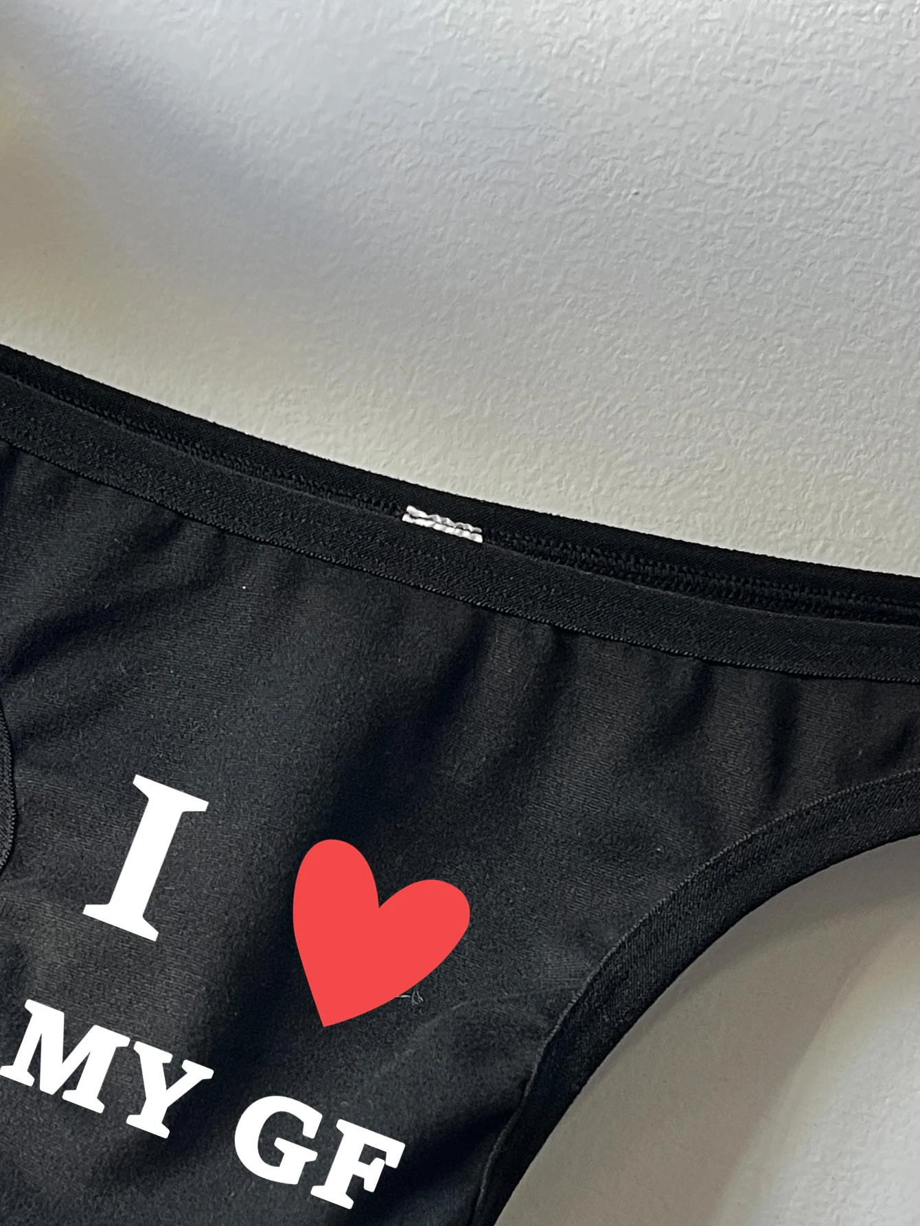 ثونج مثير للرجال مع طباعة 'I Love MY GF' - حقيبة منتفخة، ملابس داخلية قابلة للتنفس
