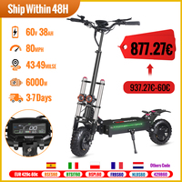 6000W Powerful Electric Scooter 60V 38Ah Max Speed 85km/h 100kmRange 11'' Tires Dual Shock Absorbing Folding EScooter for Adults