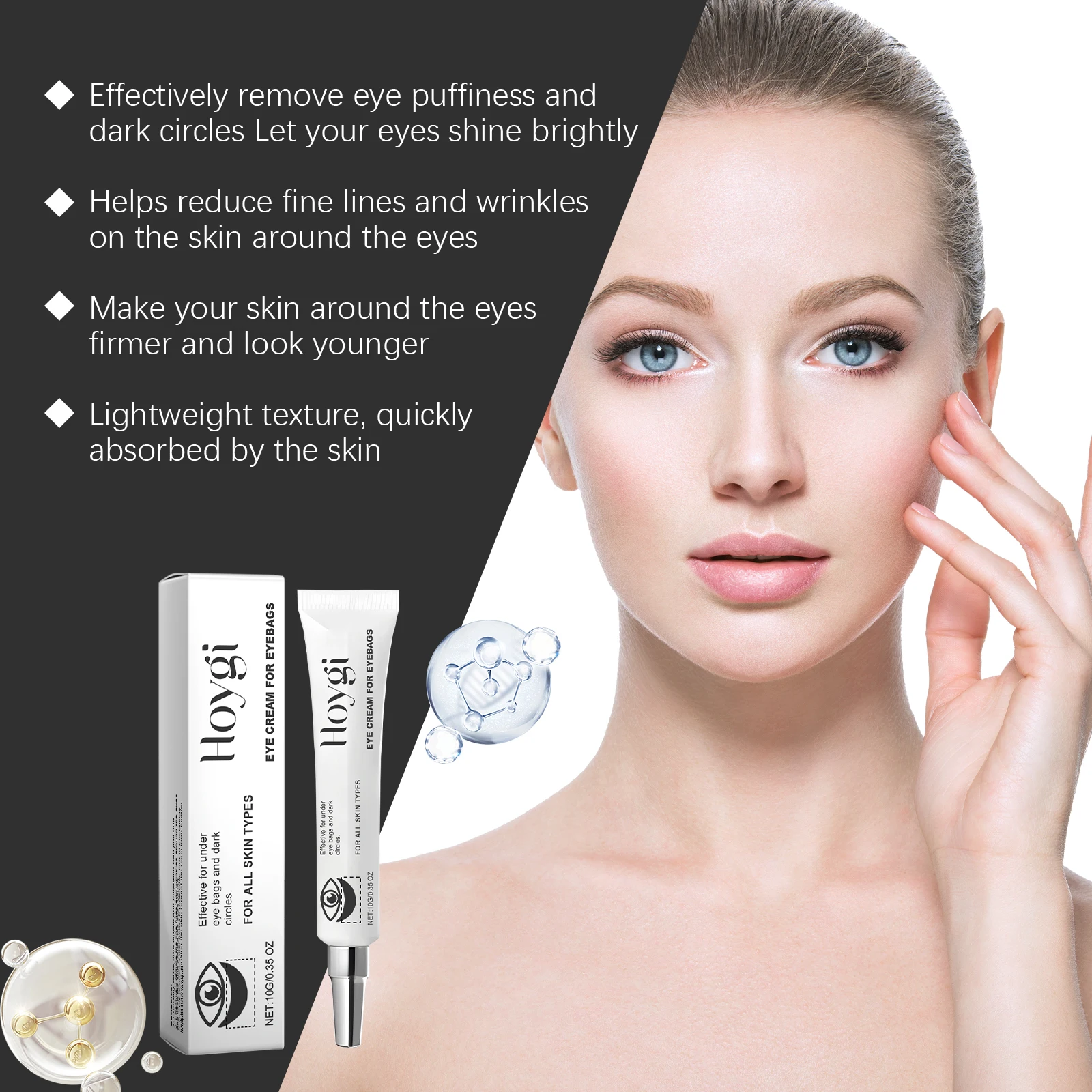 Niacinamide Eye Bags Removal Cream Reduce Eyes Puffiness Moisturizing Care Cream Brightening Firming Lifting Under the Eyes Gel