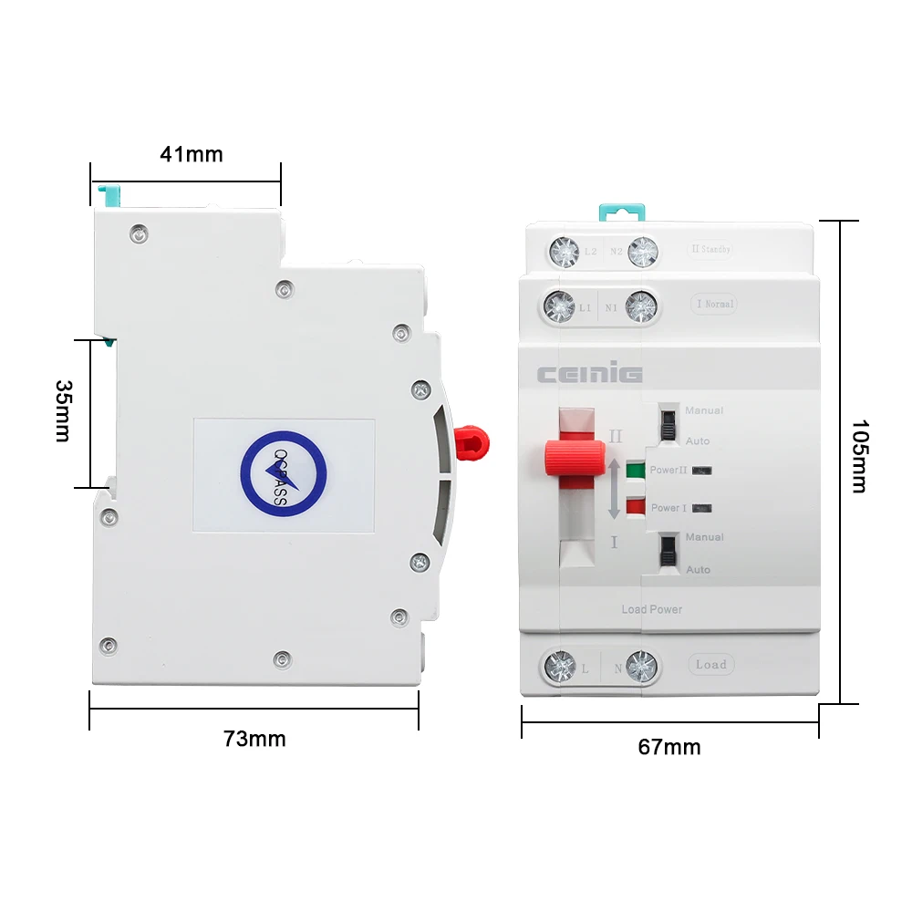 Imagem -06 - Interruptor de Transferência Automática de Energia Dupla Doméstica 2p 63a Millisecond Comutação sem Interrupção 35 mm Instalação em Trilho Ats