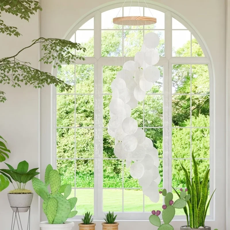 30pcs Round Seashell Suitable for Wind Chimes, Hanging Decorations and DIY Production-it Can Create a Clear and Beautiful Sound