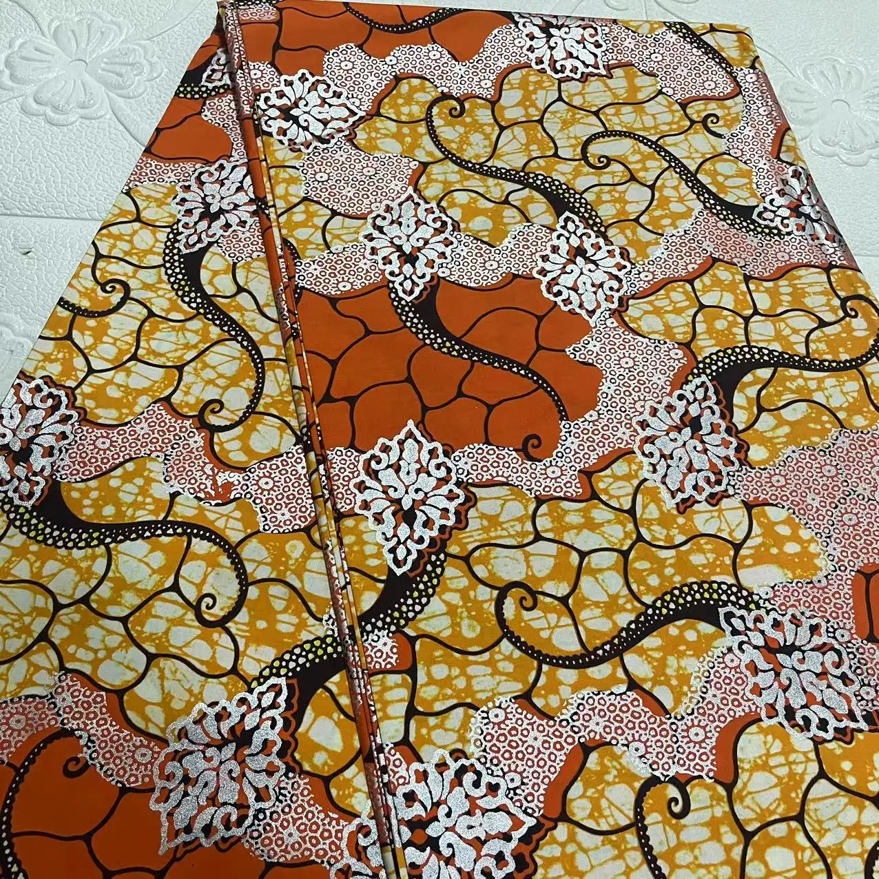 2025 Best Quality Fashion African Shiny Golden Wax Fabric Ankara Printed Wax Materials 6Yards/Pcs For Nigerian Dress