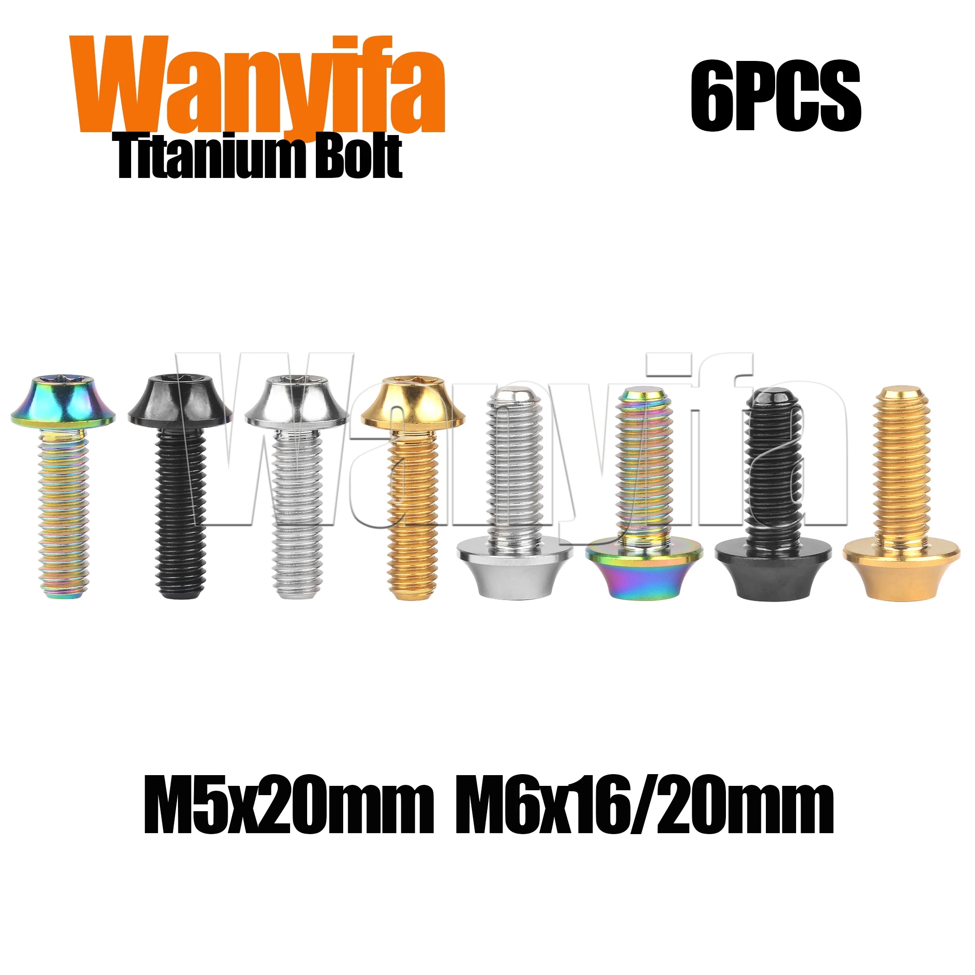 Wanyifa Titanium Bolt M5x20mm M6x16/20mm Torx Head Screws for Bicycle Disc Brack