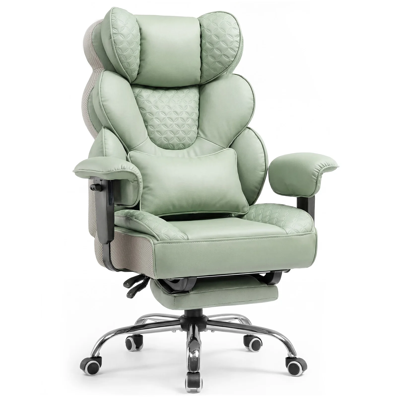 COMHOMA Ergonomische Gamingstoel Kantoorstoel 180 kg Verstelbare Lendensteun & Voetensteun Hybride Design Hoge Executive Stoel - afbeelding 1