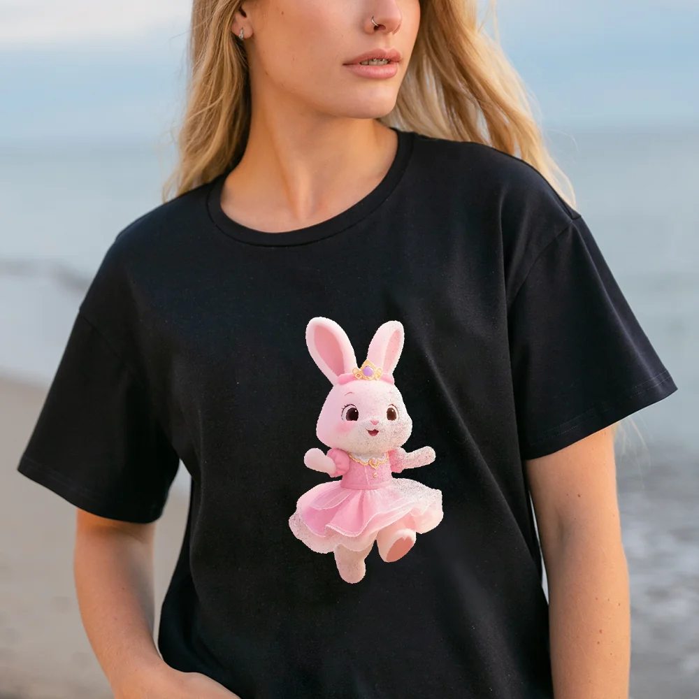 لطيف الحيوان المطبوعة القطن الخالص الصيف المرأة تي شيرتات قصيرة الاكمام 100% القطن الوزن الثقيل قصيرة الأكمام الملابس النسائية