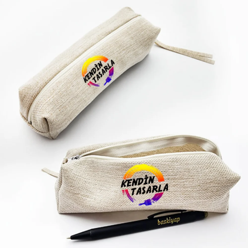 

Linen Pencil Case Customizable Makeup Bag Beige Color Text Logo Vector Design Photo Print Long Time Use Resistant Zipper Large Internal Volume Unisex Functional Quality Made in Turkey 2024 Fast Shipping