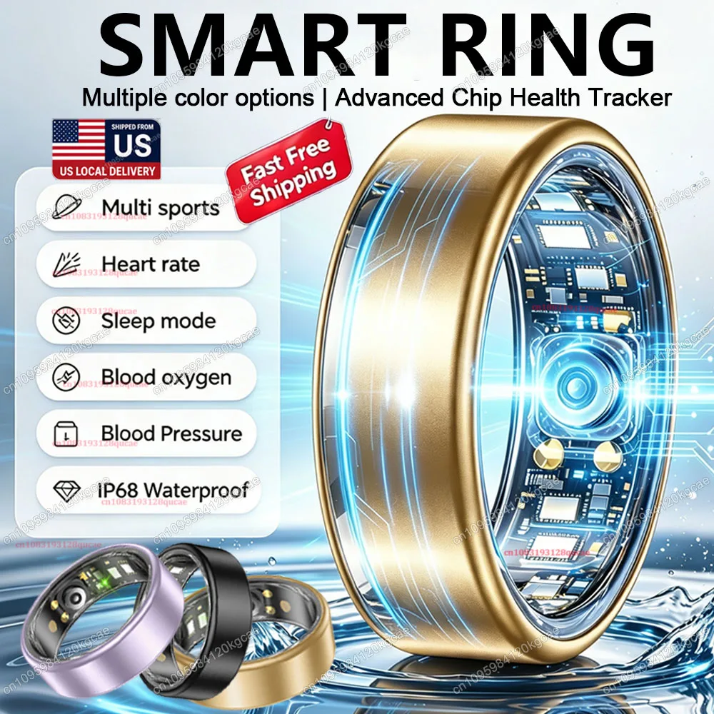 Various Colors Smart Ring Advanced Chip Health Tracker, Heart Rate Blood Pressure Blood Oxygen Sleep Monitor, Multi‑Sports Mode Fitness Ring, Local USA