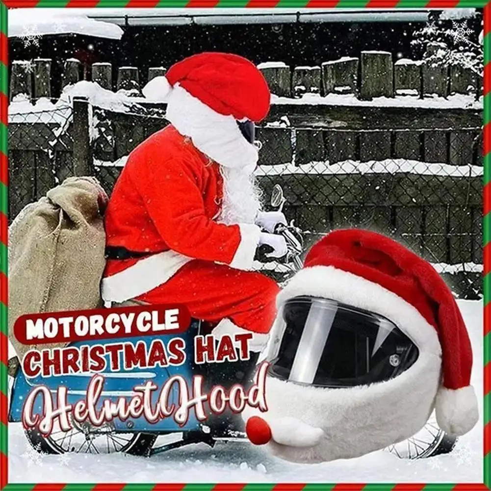 Motorcycle Christmas Helmet Cover Cartoon Santa Claus Plush Helmet Decoration Accessories Full-face Cross-section Christmas Gift