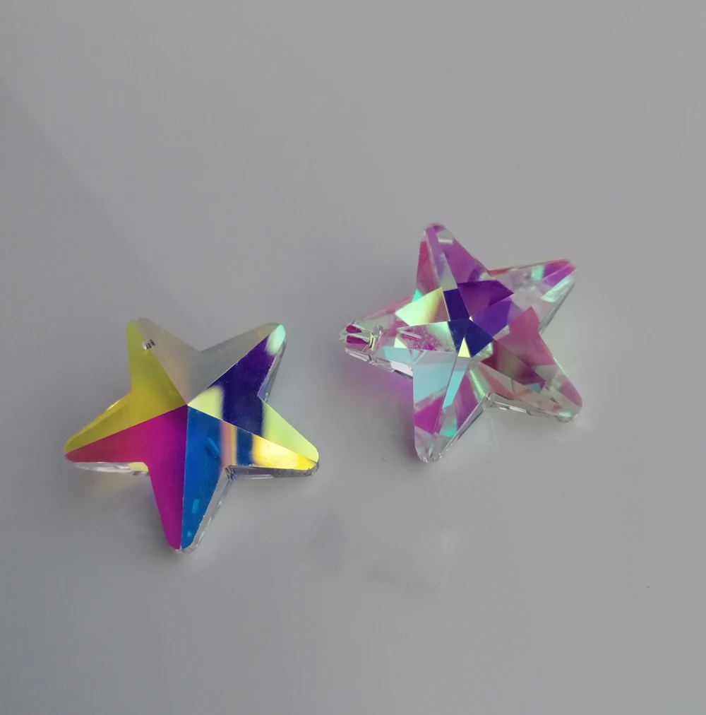 Camal 2PCS 29mm Star AB Color Crystal Prisms Pendant Bead SunCatcher Charms Ornament Necklaces Jewelry Making Craft Accessories