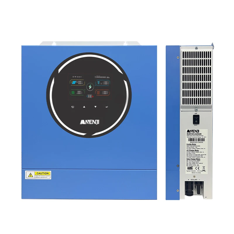 ANENJI 5KW 48V عاكس للطاقة الشمسية الهجين 220 فولت/230VAC MPPT 100A المدمج في WIFI العاكس المزدوج الناتج موجة جيبية نقية PV 500 فولت تشغيل/إيقاف الشبكة