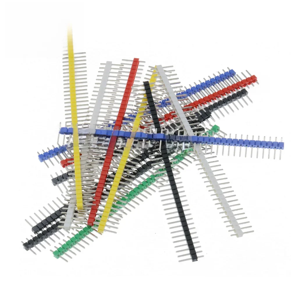 10 sztuk 1X40Pin łamliwy pin Header 2.54mm jednorzędowe męskie złącze nagłówkowe PCB listwa pinowa dla Arduino żółty/zielony/biały/czarny — zdjęcie 2
