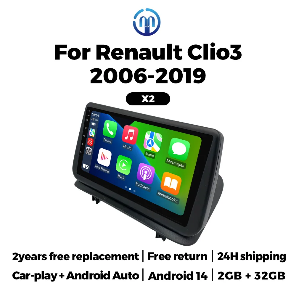 

Мультимедийный проигрыватель NAVIFLY 4 Core Android 14, автомобильное радио, беспроводной Carplay, камера заднего вида, GPS, Wi-Fi для Renault Clio3 2006-2019