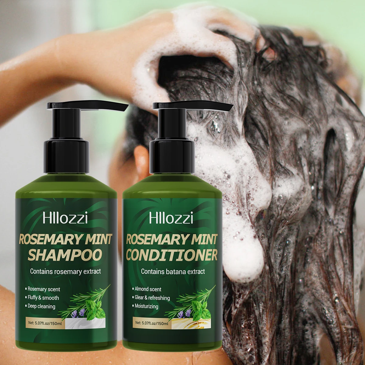 

Rosemary shampoo and conditioner provide long-lasting moisturizing and nourishing care for your hair, leaving it smooth, silky.