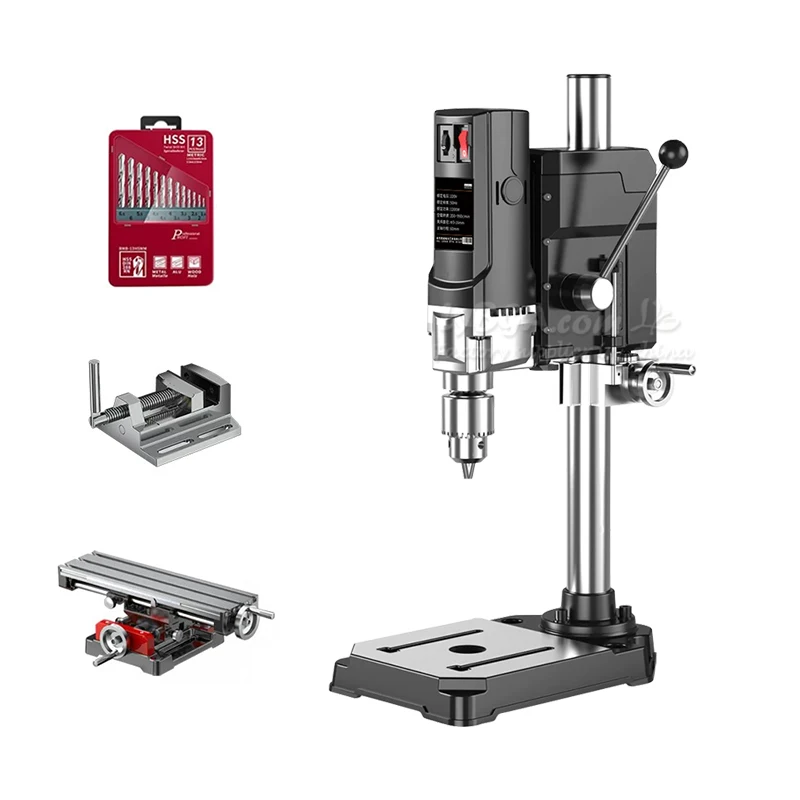 Drilling and Milling Bench Drill Press Drilling Machine with Height Adjustment 6-Speed Adjustment for Drilling Various Materials