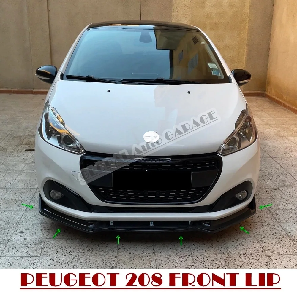 

For Peugeot 208 Front Bumper Attachment Lip 2012 2013 2014 2015 2016 2017 2018 2019 2020 Piano Glossy Black Splitter Universal