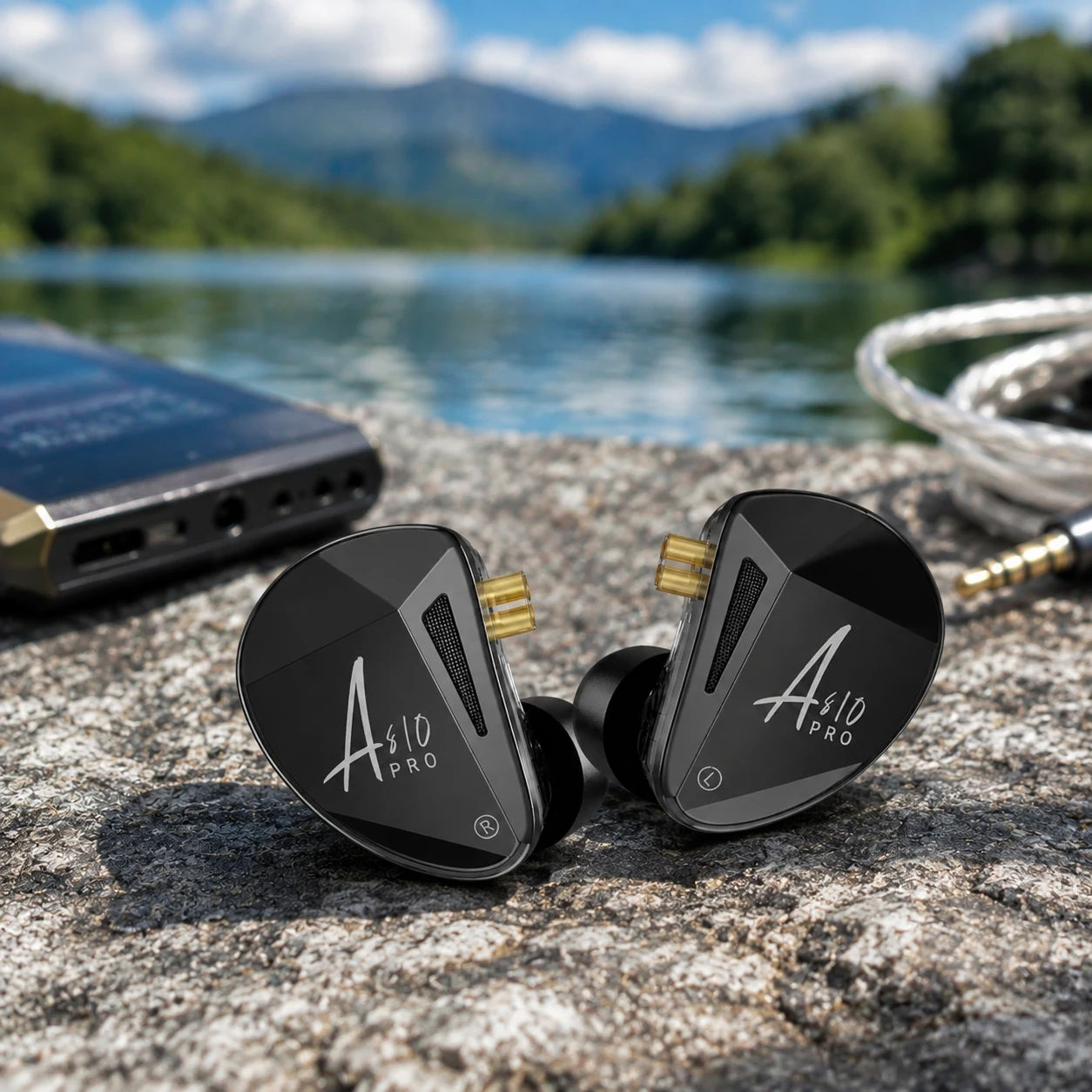 KZ AS10 PRO 5BA IEMs HIFI Wired in Ear Earphones Bass Stereo Monitor Headphone with Silver Plated Detachable Audio Cable