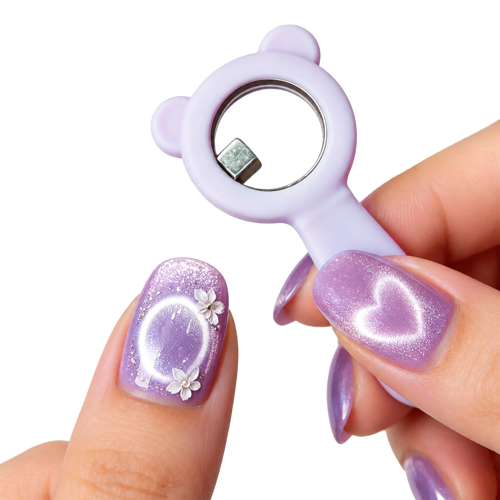 Bear Ear Handle Ring Cat Eye Magnet Stick Strong Magnetic Tool for Black Hole Love Heart UV Gel Nail Art Manicure DIY