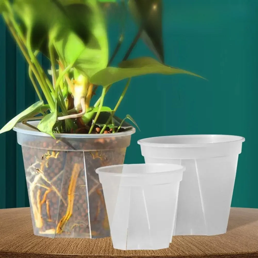 Pots de fleurs de contrôle des racines en plastique transparent, pot de plante d'arrosage automatique, pots de pépinière respirants, plantation d'orchidées, escalade