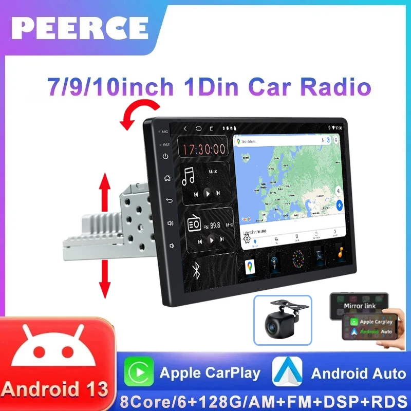 

7'' 9'' 10'' 13'' 8Core Android 1Din Car Multimedia CarPlay Universal Navigation GPS 1 DIN Headunit Auto Radio Audio Stereo