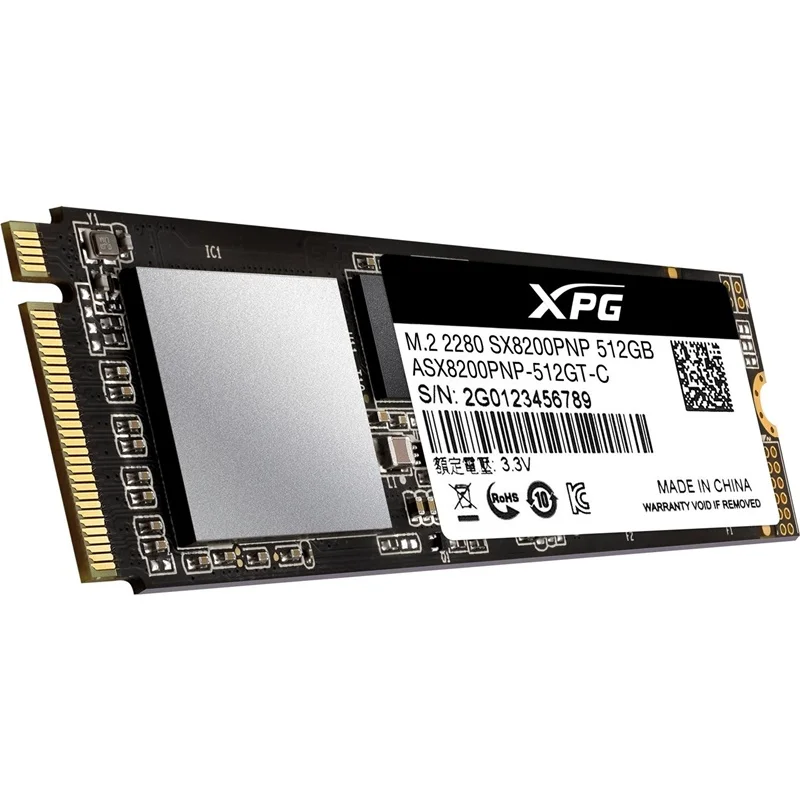 Adata XPG SX8200 Pro 512GB M.2 PCIe 3500-2300 MB/s SSD ASX8200PNP-512GT Read Speed 2000 MB/s Write Speed 1000 Mb/s and Above