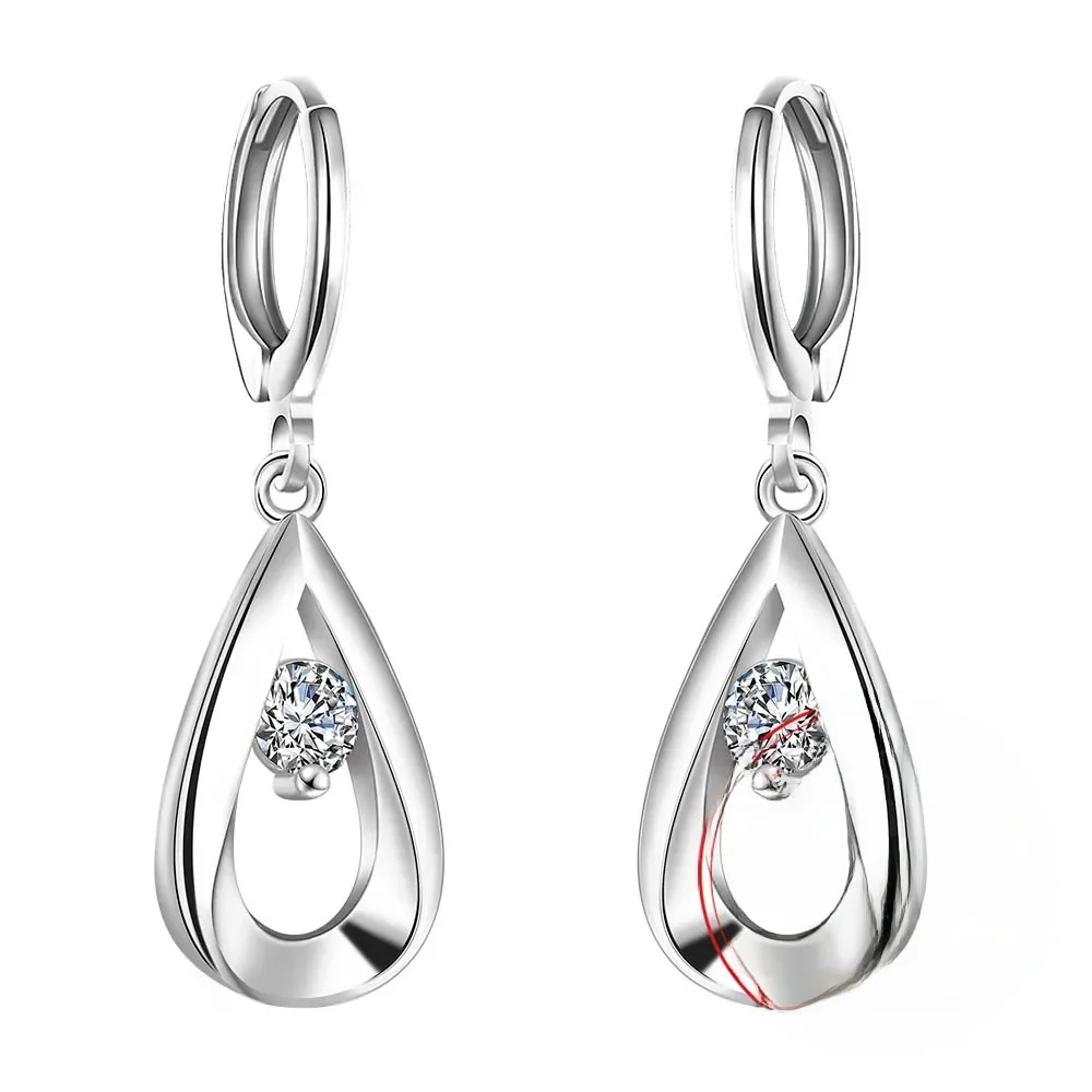 Koreański 925 Sterling Silver romantyczny kropla wody kryształ Vintage długie zwisające kolczyki Dangle dla kobiet 2020 biżuteria ślubna zaręczynowy — zdjęcie 2