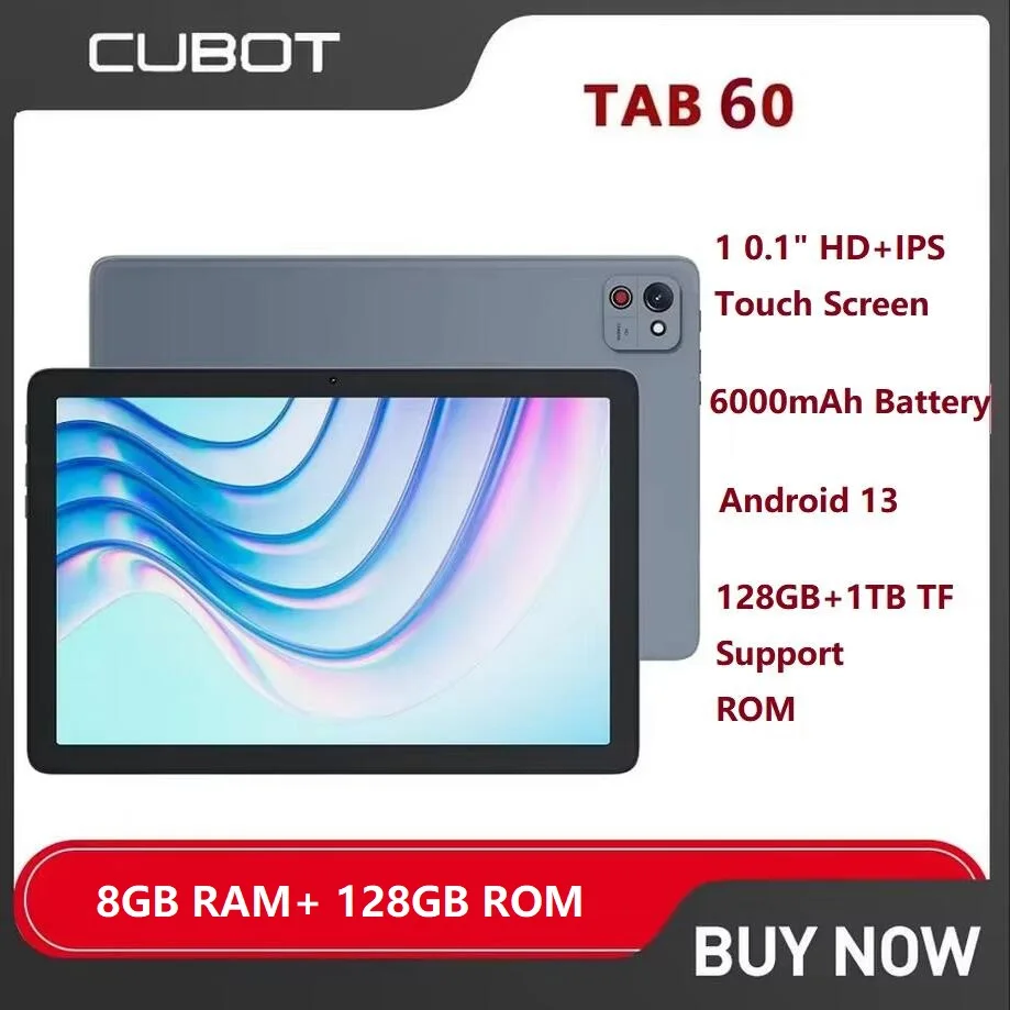 

2024 Cubot TAB 60 Tablet, Android 13, Octa-Core, 8GB RAM(4GB+4GB), 128GB ROM, 10.1" HD+ Screen 6000mAh GPS OTG Wifi Tablets Pad