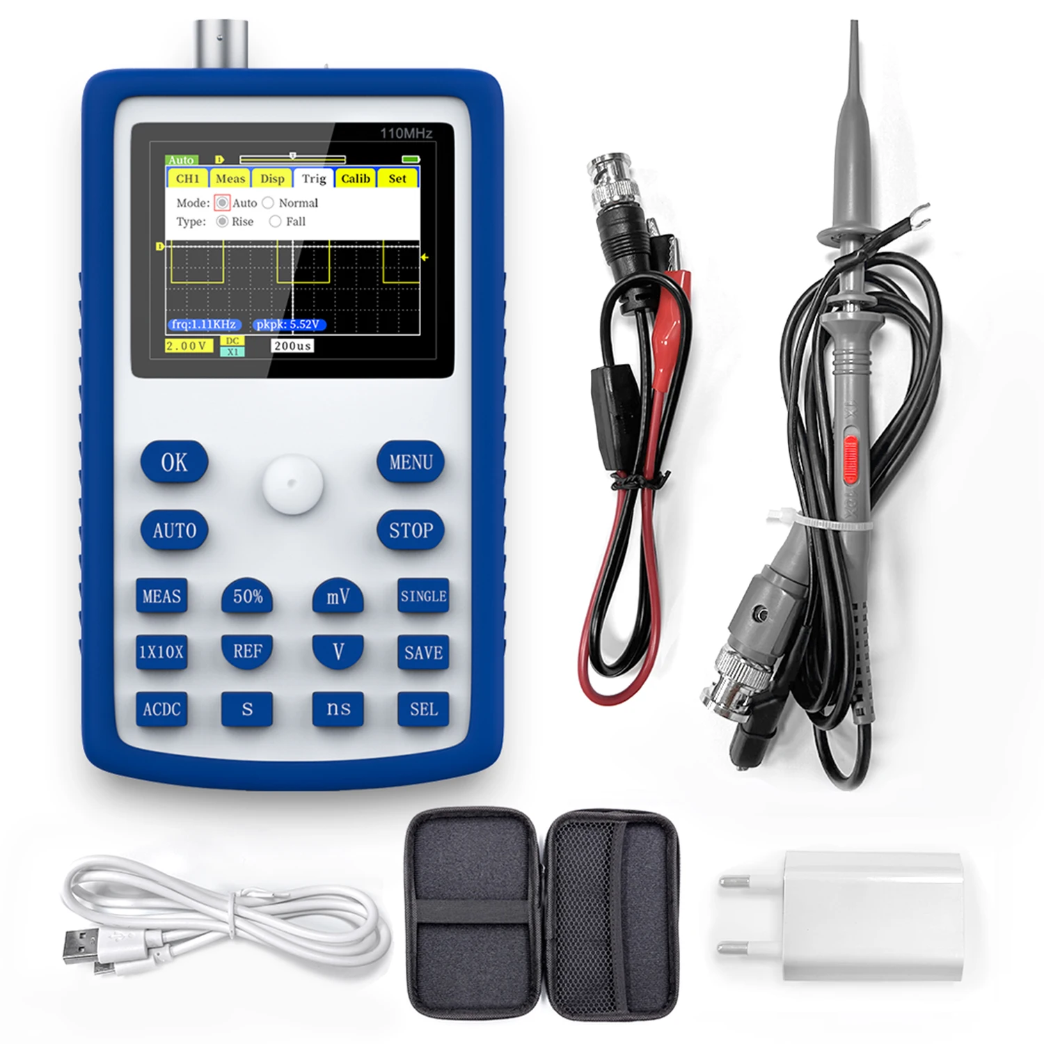 FNIRSI-1C15 digital oscilloscope 110MHz analog bandwidth 500MS/s sample rate Handheld oscilloscope