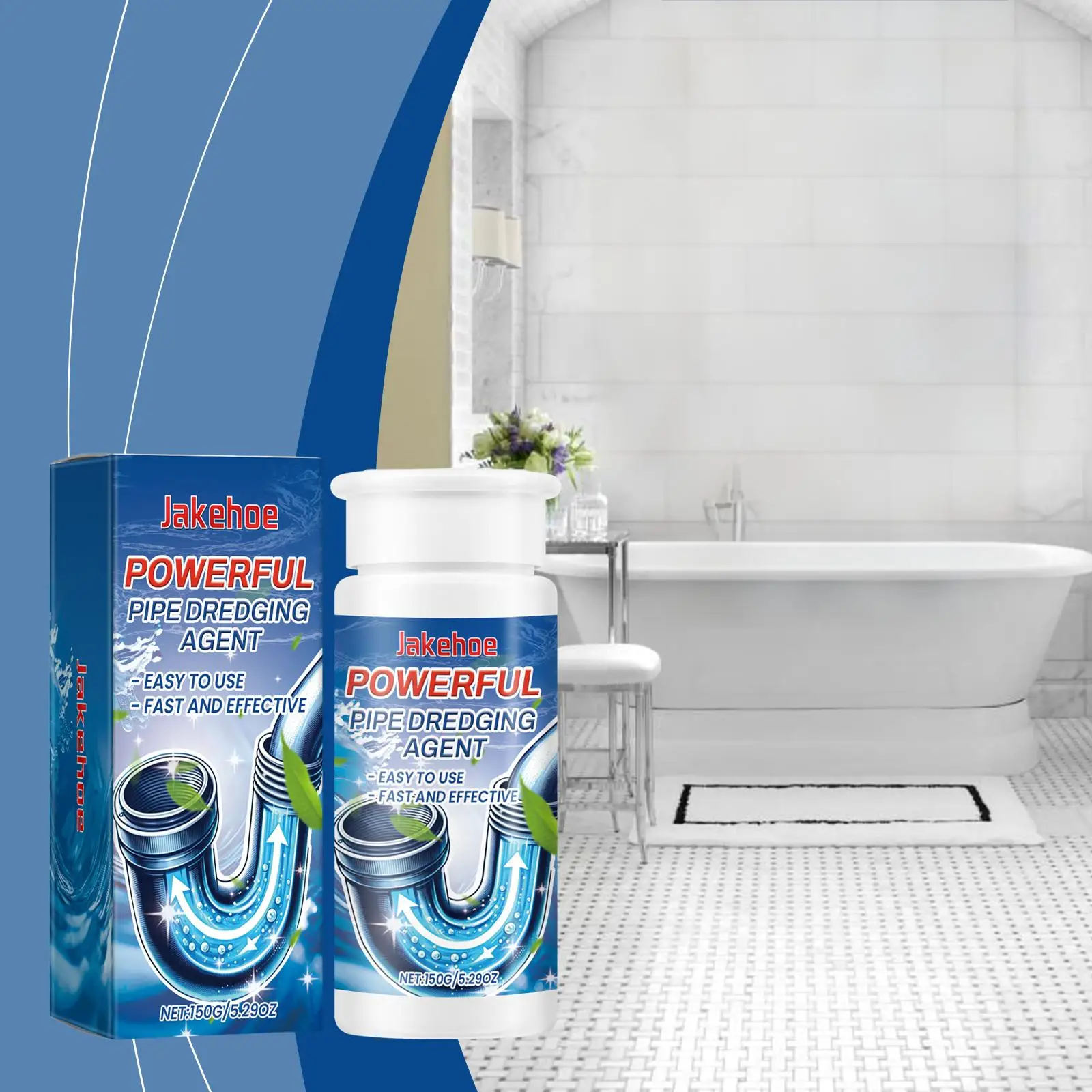 

Jakehoe 150g Pipe Dredging Agent For Kitchen Bathroom Sewer Remove Odor Dissolve Blockage Drain Unclogging Cleaner Powder