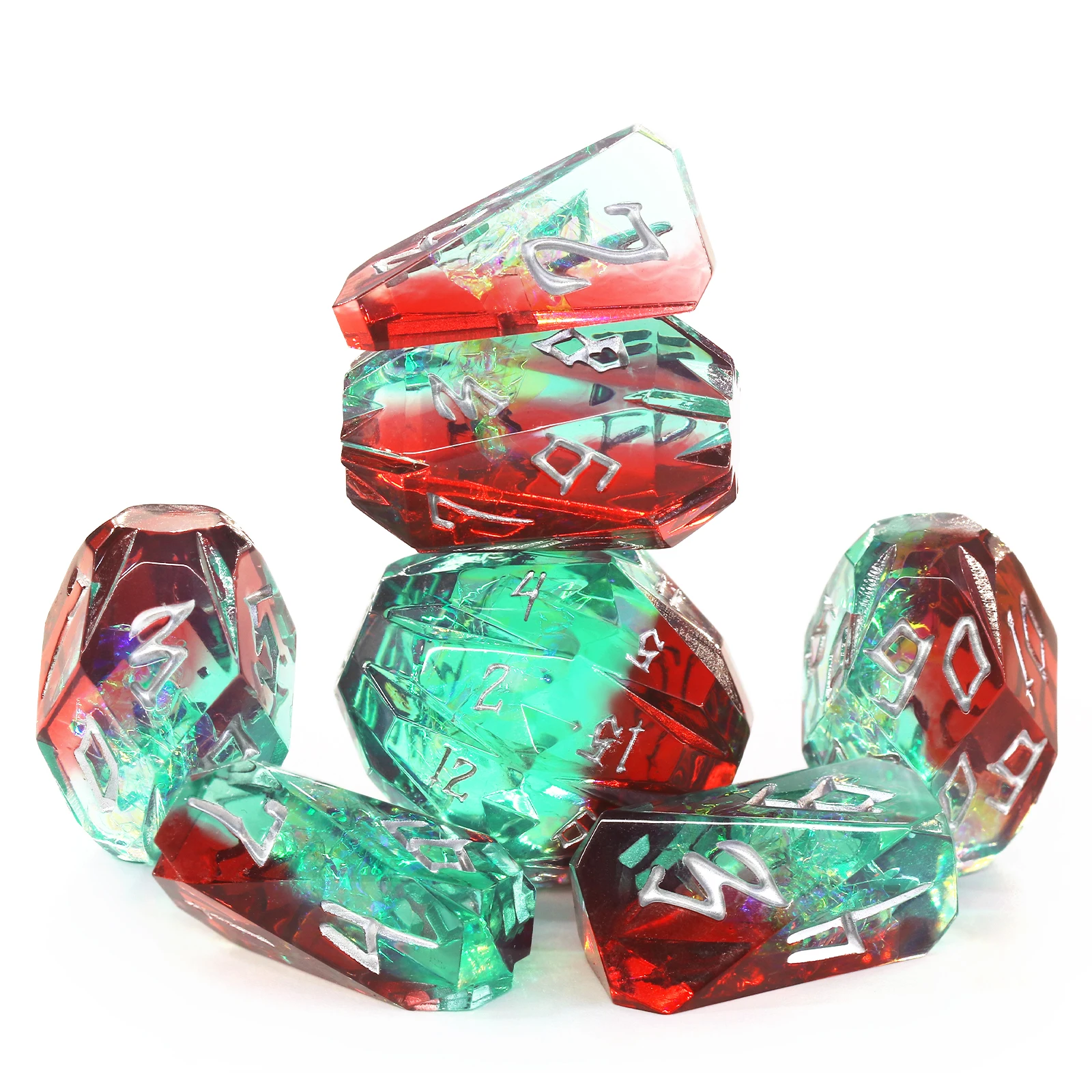 

Многогранные зеленые кубики DND из смолы, набор кубиков для Dungeons and Dragons с коробкой