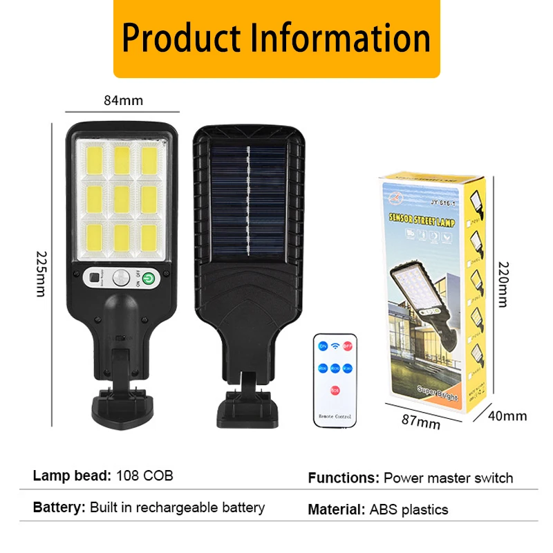 Lampadaires solaires extérieurs étanches avec 3 modes d'éclairage, détecteur de mouvement, éclairage de sécurité pour jardin, chemin, cour, 8 pièces