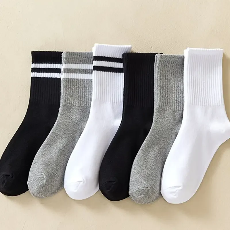 6pairs Men\'s Quarter Length Socks For Autumn/Winter