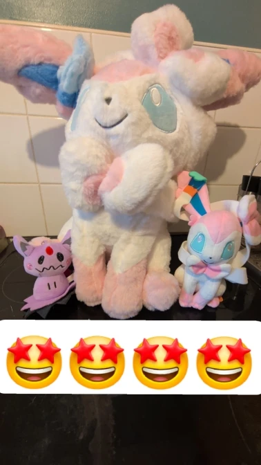 Sitting Pose Sylveon Plush Toy Huggable Soft Fluffy Stuffed Anime Doll Japanese Style Throw Pillow Sofa Bed Home Decor Gifts photo review